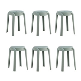 18 inch Plastic Stack Stools, Portable Round Stackable Chairs (Set of 6), for Indoor & Outdoor, Home, Office, Classroom - Waterproof (Green)