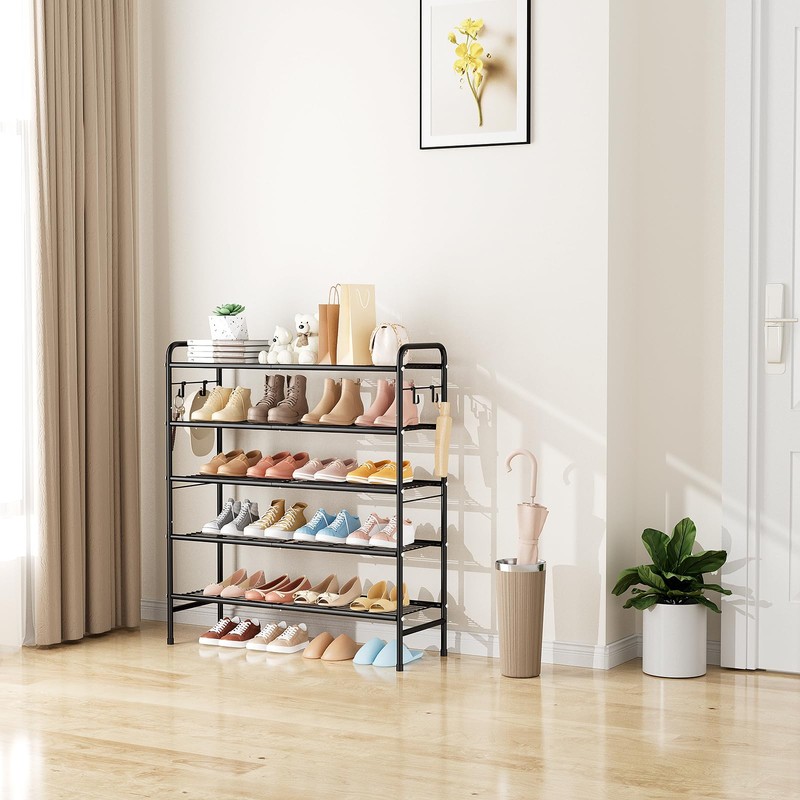 VILICK 5 Tier Shoe Rack 33" Wide Metal Shoe Organizer
