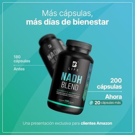 B Life NADH 200 Cpsulas  200 Das de Consumo  6 Veces Ms Producto vs Otros  Nicotinamida Potenciada con Magnesio y Colgeno  Antioxidante NAD Blend.    
