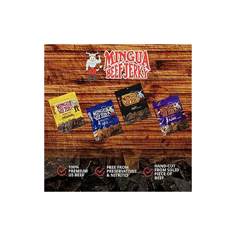 Mingua Beef Jerky Sampler Pack- 100% US Beef Without Nitrites