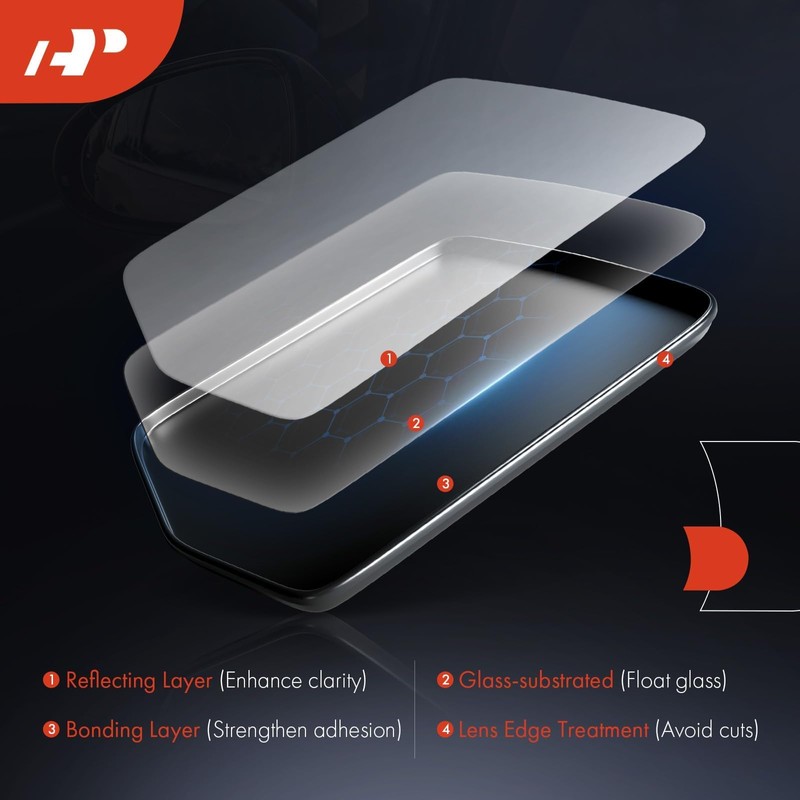 A-Premium Right Passenger Side Heated Mirror Glass with Backing Plate