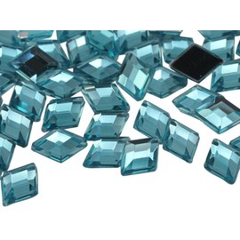 Allstarco 10x7mm Blue Aqua Lite .QR120 Flat Back Diamond Acrylic Rhinestones Plastic Gems for Jewelry Making Costume Jewels Cosplay Embelishments - 100 Pieces