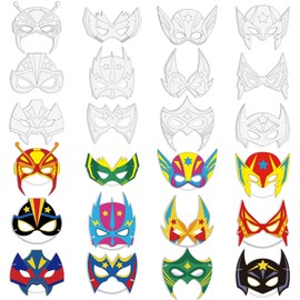 Sosation 72 Pcs Color Your Own Hero Masks DIY Paper Felt Masks Craft Blank Graffiti Favor Gift with Ropes for Kids Birthday Party (Paper)