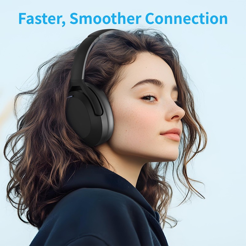 Rebocico Active Noise Cancelling Headphones, Bluetooth 5.3 Over-Ear with Microphone