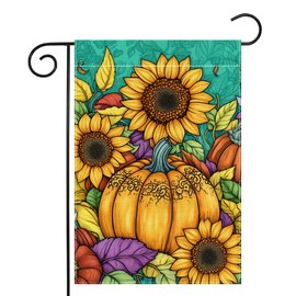Fall Pumpkin Garden Flag 12x18 Inch Double Sided Thanksgiving Leaves Sunflower Yard Outdoor Flag House Holiday Outside Decoration Burlap