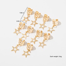 30Pcs Hollow Five Pointed Star Hair Clips Gold Dreadlock Braids Pendants Hair Jewelry Cuffs for Women Girls