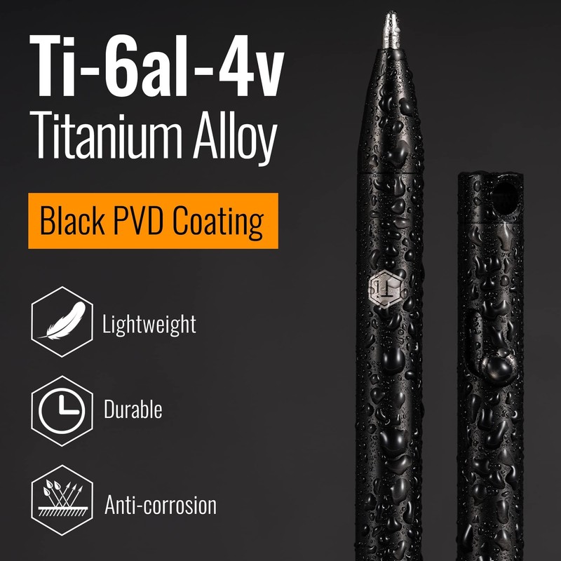 KeyUnity Titanium Retractable Ballpoint Pen, Ball-point Pen with Refills, Mini