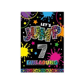 Minkocards 12 Invitation Cards with 12 Envelopes for 7th Children's Birthday Girl Jump Trampoline Invitations Seventh Girls' Birthday Invitations