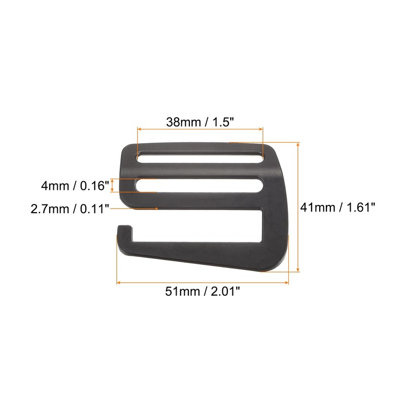 sourcing map Metal Webbing Strap 1.5 Inch 38 mm G-Hook