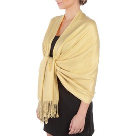 Sakkas Large Soft Silky Pashmina Shawl Wrap Scarf Stole in Solid Colors - Beige