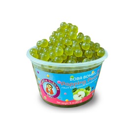 Premium Popping/Bursting Boba Pearls/Boba Bombs/Dessert Topping by Buddha Bubbles Boba (Green Apple Popping Pearls)
