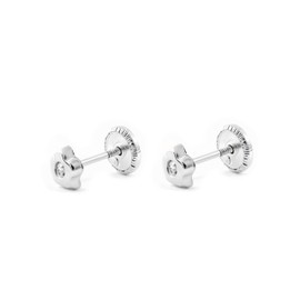 9 K White Gold flower Baby Earrings