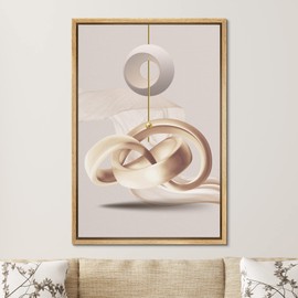 SIGNFORD Framed Canvas Print Wall Art White 3D Sphere Surreal Twist Landscape Abstract Shapes Digital Art Modern Art Decorative Sci-Fi & Fantasy for Living Room, Bedroom, Office - 16"x24" Natural