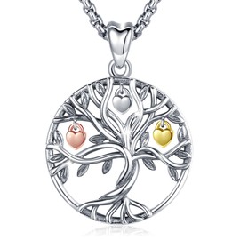 Eusense Tree of Life Pendant 925 Sterling Silver Necklace Tree Life Gifts Jewellery for Mother's Day Women Ladies Girls, Sterling Silver, No Gemstone
