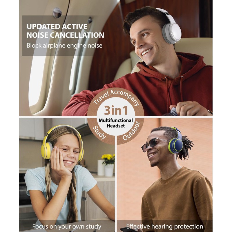 Rockpapa E9 Kids Bluetooth Headphones, Kids Wireless Headphones Over Ear,