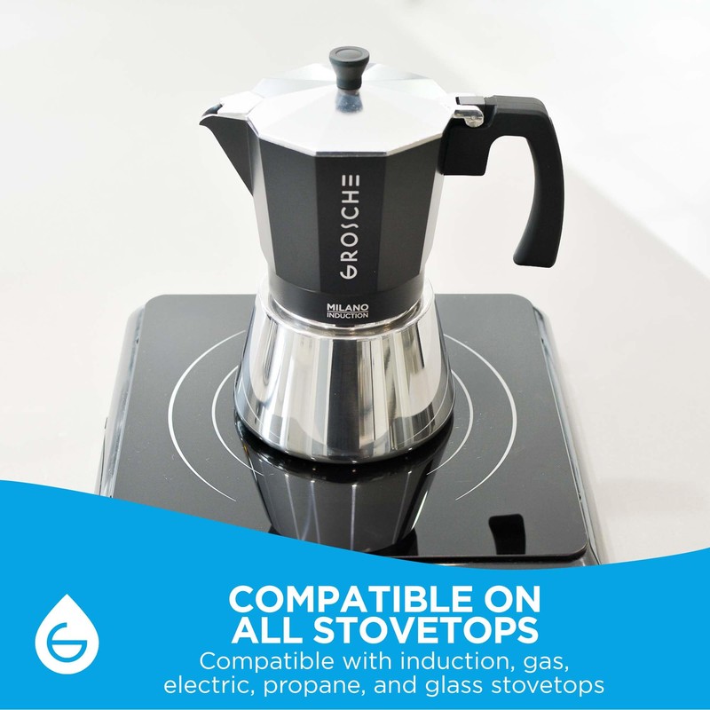 GROSCHE Milano Induction Stovetop Espresso Maker Moka Pot for Greca,