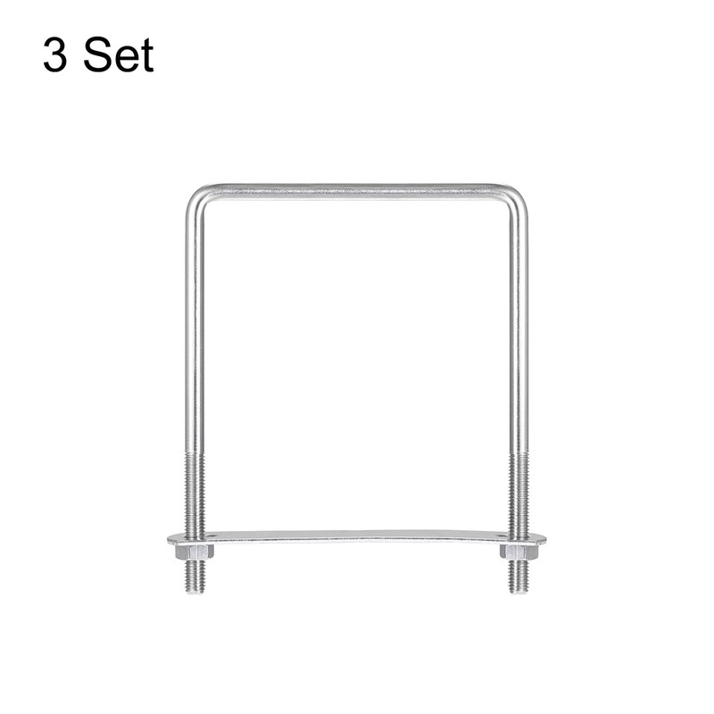 sourcing map Square U-Bolts, 3 Sets 112mm(4.41") Inner Width 150mm