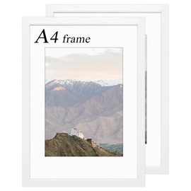 A4 Picture Frame Set of 2-21x29.7 cm, A4 White Frame with Plexiglass, A4 Frames for Wall Mount, Picture Frames for Family Display Pictures Wall Gallery Photo Frames