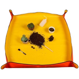 MENGCOOL Repotting Mat for Indoor Plants Transplanting and Potting Soil Mess Control Waterproof Portable Succulent Plant Repotting Tray Gardening Gifts (Orange, Small 25.98" x 25.98")