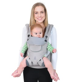 LUFFCABO All-Season Ergonomic Baby Carrier, Breathable Baby Carrier Newborn to Toddler (8-33lbs), Toddler Carrier, Infant Carrier with Temperature Control Panel Design (Misty Grey)