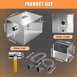 8 lbs Commercial Grease Trap for Home Restaurants Under Sink, Stainless Steel Interceptor