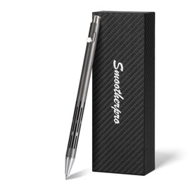 SMOOTHERPRO Bolt Action Pen, Stainless Steel Ballpoint Pen with Black Ink, Compatible with Pilot G2 Refills, Gray
