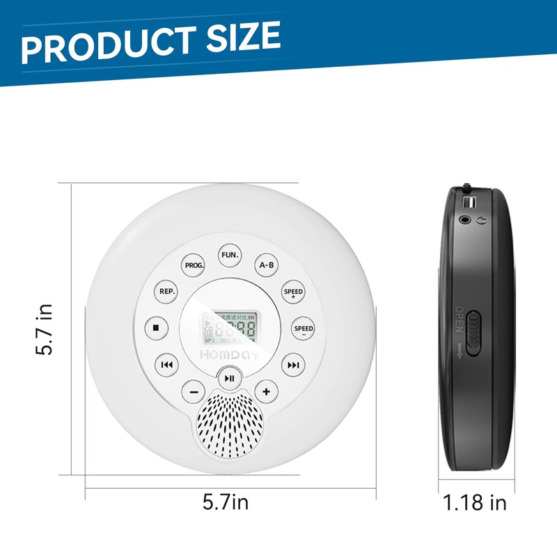 Aurivoxis Portable CD Player with Headphones, CD Player for car