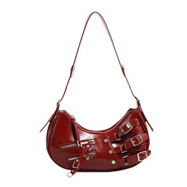 Sunwel Fashion Y2k Under the Arm Purse Goth Shoulder Bag Aesthetic Grunge Bag for Women, Burgundy
