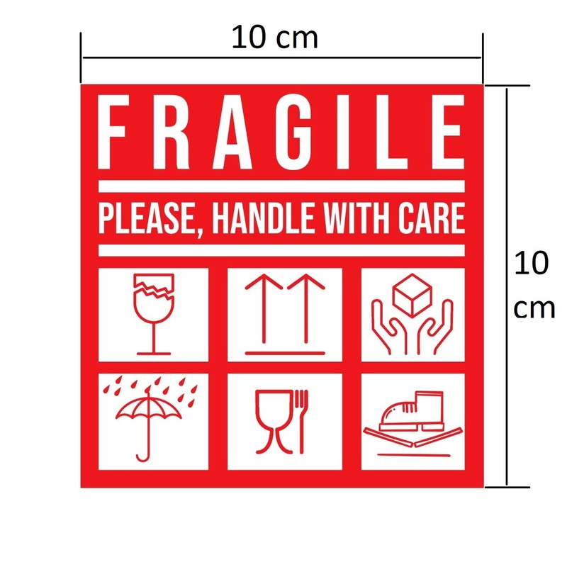 Pack of 50 Fragile Stickers Please Handle With Care Caution