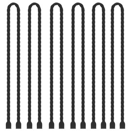 Gesipor 6 PCS 24-Inch Silicone Cable Ties Dia 5mm Reusable Steel-Core Rubber Twist Ties Bendable Cable Ties for Bundling and Holding, All Purpose Cord Tie for Indoor and Outdoor (Black)