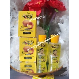 jaune 4pce. 2 Jaune D'OEUF 7days  Xtra Strong Body Soap & 2 Body Oil. Egg Yolk