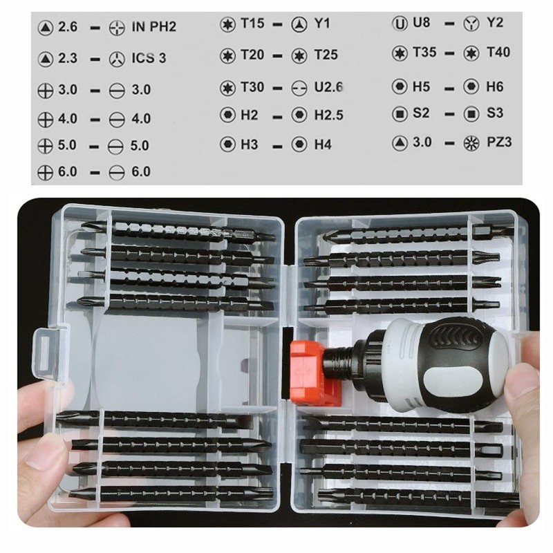 BAKESHU 34 in 1 Stubby Ratchet Screwdriver Set, Short Screwdriver,