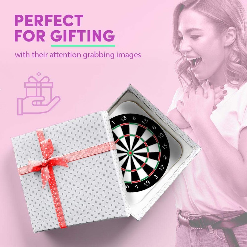 1 x Square MDF Fridge Magnet - Dart Board Darts