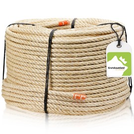 Kratzbaumland Sisal Rope 6 mm, Natural Sisal Rope for Scratching Posts (Various Lengths) (20 Metres)