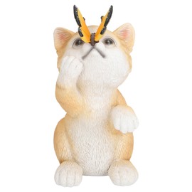 Solar Cat Yard Decor Decorative Light Cat Garden Sculpture Exquisite Resin Cat Outdoor Statue for Porch Lawn BS38018