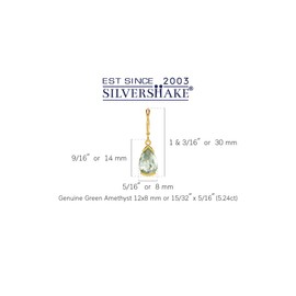Silvershake 5.24 CTW 12X8mm Genuine Pear Shape Green Amethyst 18K Yellow Gold Plated 925 Sterling Silver Drop Dangle Leverback Gemstone Earrings Jewelry for Women, Sterling Silver 18K Gold Plated,