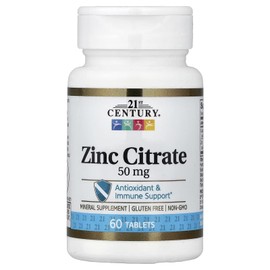 21st Century Healthcare Zinc Citrate Tablets 50mg, 360 Count, White