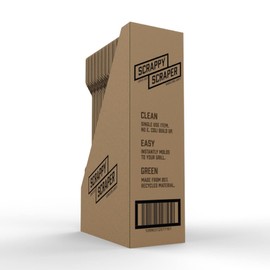 SCRAPPY SCRAPER Disposable BBQ Scraper - No Metal Bits, Instantly Conforms, Absorbs Grease - Scrapes, Steam Cleans with Water, Seasons with Oil - No Cleaning Needed, 100% Recyclable - Box of 12