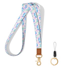 Hsxnam Neck Lanyard Key Chain, Long Lanyard Strap Keychain Holder for Women Men Car Keys ID Badges Card Wallet Phone Camera, Colorful Flowers, 8x0.3 inch