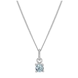 jewellerybox Sterling Silver Aquamarine CZ March Birthstone Claw Necklace - 14 + 2 Inches, Aquamarine