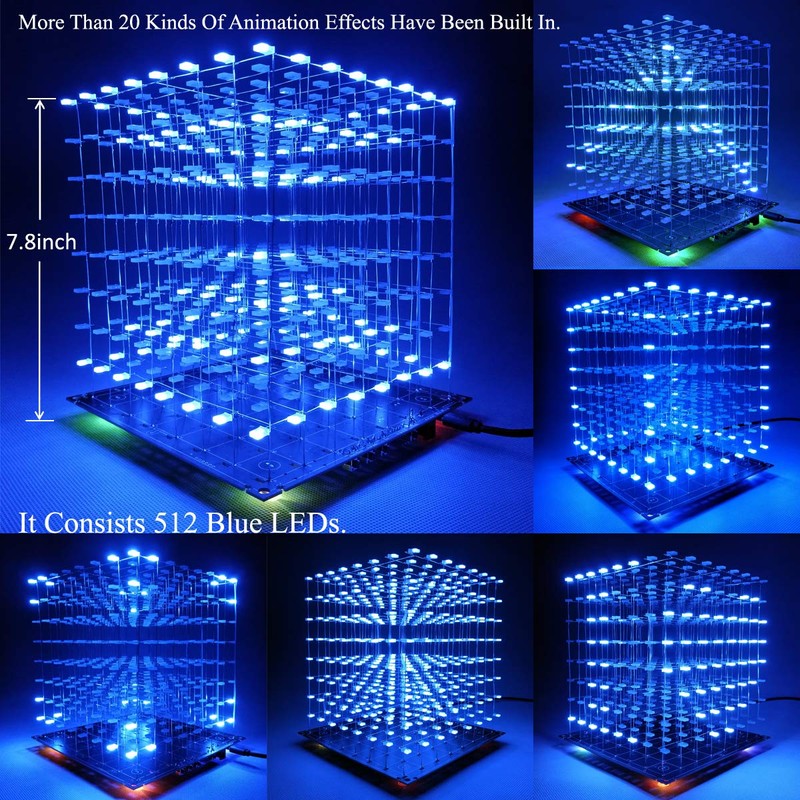 iCubeSmart 3D Led Cube Kit DIY Soldering Project 8x8x8 Led
