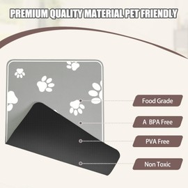 Dog Food Mat-Absorbent pet Feeding Mat for Food and Water Bowl-No Stains Quick Dry Dog & Cat Matt for Floors Waterproof, Dark Grey, 28''×17''