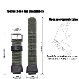 16mm Replacement Strap Compatible with Casio DW5600E 6900 GA100 110 700 2100 AWG-M100 GW9400 Nylon Leather Watch Band armygreen