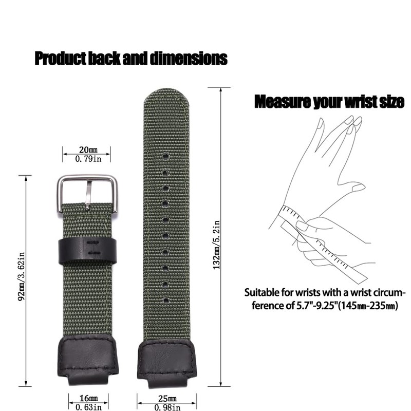 16mm Replacement Strap Compatible with Casio DW5600E 6900 GA100 110