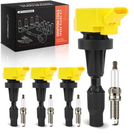 A-Premium (Yellow) Set of 8 Ignition Coil Pack and Iridium Spark Plugs Compatible with Hyundai Elantra 2017-2019, Sonata, Tucson, Veloster, Kona, Elantra GT & Kia Soul, Optima, Forte, Seltos, Forte5