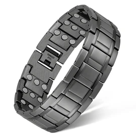 Feraco 3X Strength Titanium Magnetic Bracelets for Men,Carpal Tunnel Lymphatic Drainage Magnetic Therapy Bracelets with 3 Rows Ultra Strength Magnets,Gifts for Men,Adjustable Size