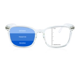LAMBBAA Gafas presbíopes multifocales cuadradas vintage, antiluz azul, para hombres y mujeres lectores, Transparente, 1 Count (Pack of 1)
