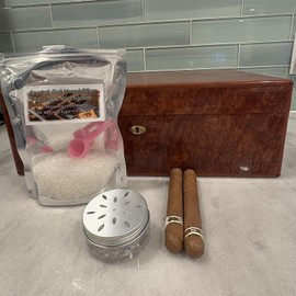 Crystal Gel Humidification Granules for Humidors – 8 Oz Bag with Diffuser (8 oz with 1 diffuser)