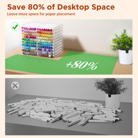 BEYGORM Acrylic Marker Organizer for 140 Markers, Large Horizontal Art Marker Storage Rack for Desk, Drawing Marker Stand Organizer for Desktop, Vertical Marker Holder Shelf for Acrylic Paint Pens
