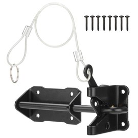 SANKINS Heavy Duty Automatic Gate Latch for Wooden Fence with Cable Pull, 7-1/2" Self-Locking Gravity Lever Door Security Latches Hardware for Metal Gates, Vinyl Fence, Outdoor Garden, Pool, Black